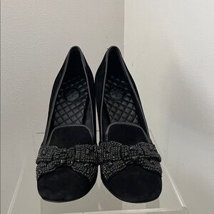 Tory Burch Black Heels with Beaded Bow